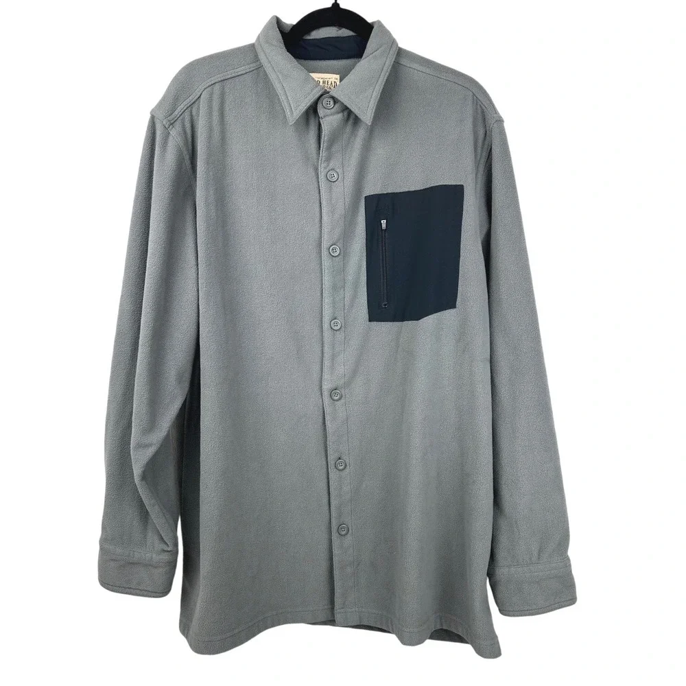 RedHead Gray Fleece Shacket Mens XL‎ Shirt Jacket Long Sleeve Button Up Pocket